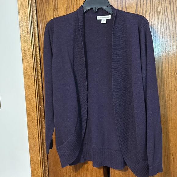 Coldwater Creek L 14 gorgeous Deep Purple sweater set sleeveless shell cardigan - Picture 6 of 6